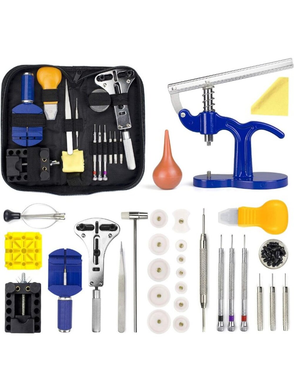 Comprehensive Watch Repair Kit with Press Tool, Battery Replacement & Link